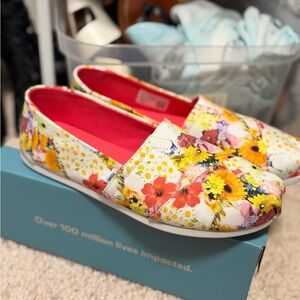 Toms Vibrant Floral Canvas Loafers